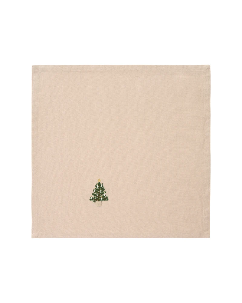 Bestickte Stoffserviette - Weihnachtsbaum