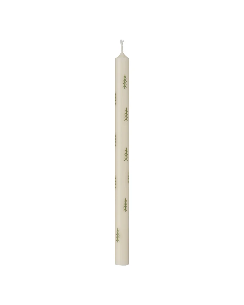Dünne hohe Kerze mit Tannenbäumen (20 cm)