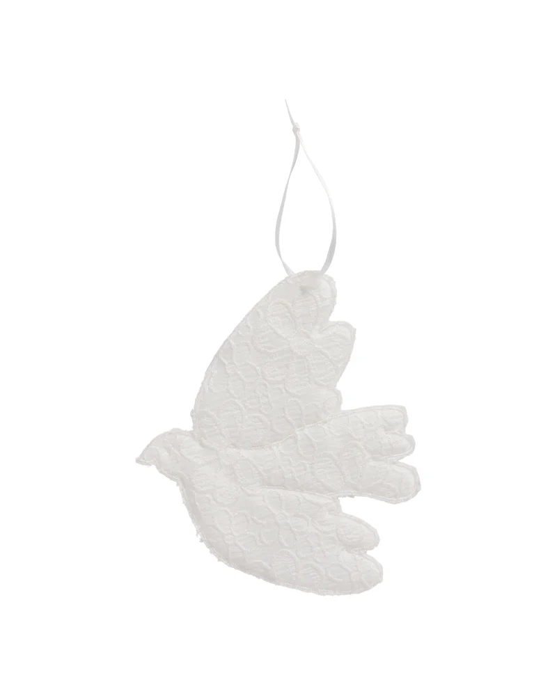 Stoff-Anhänger Vogel Broderie Anglaise - Weiß