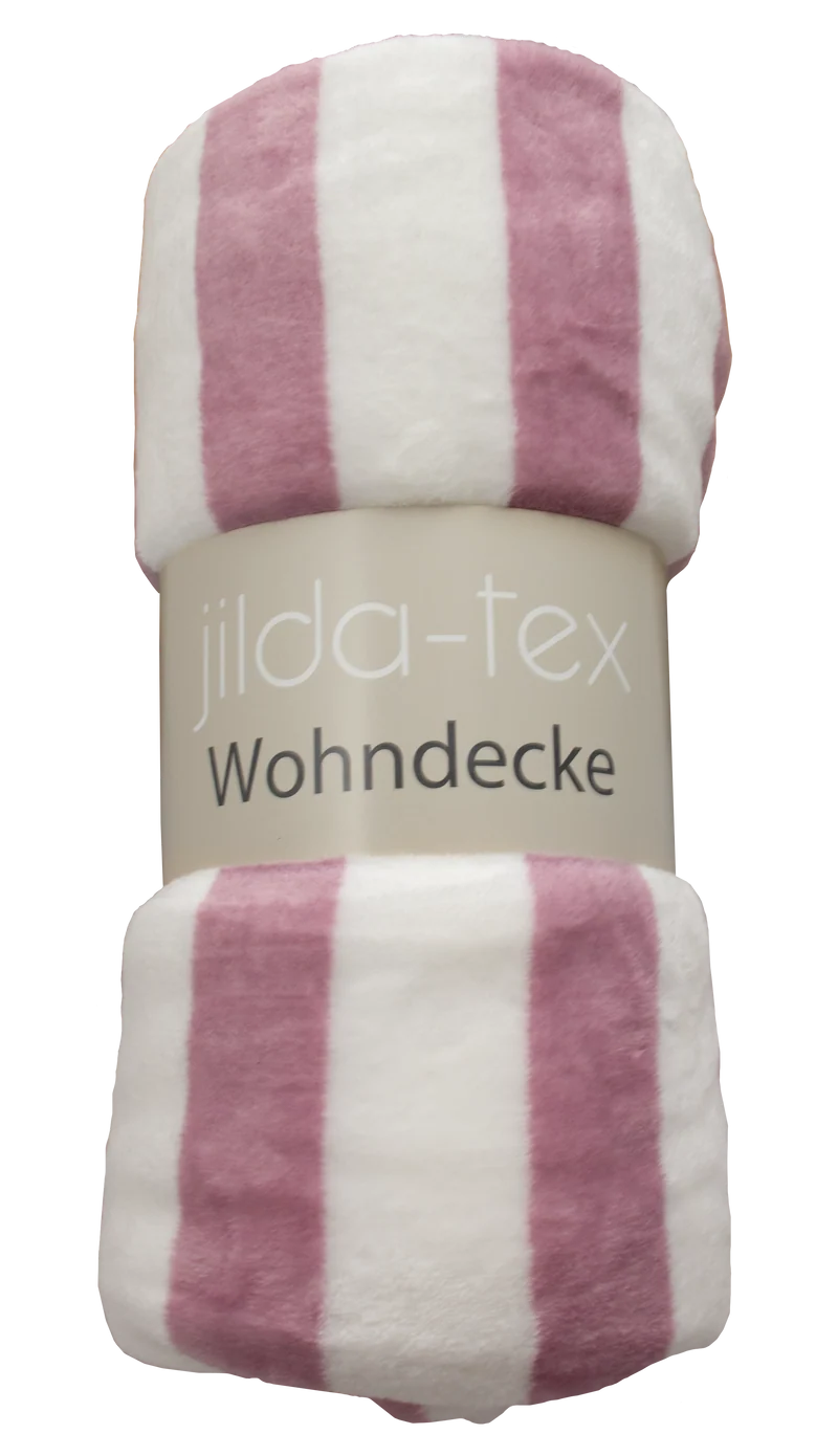 Wohndecke (STOCK) printed pink-white-stripes