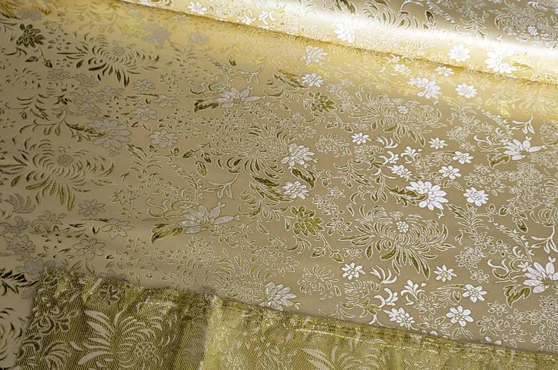 Brokatstoff Blumen gold & silber *Ab 50cm