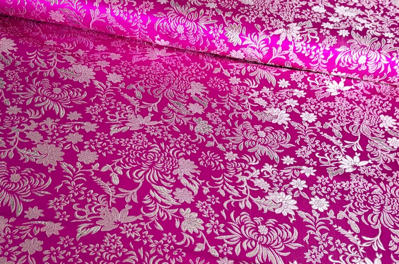 Brokatstoff Blumen gold & silber *Ab 50cm