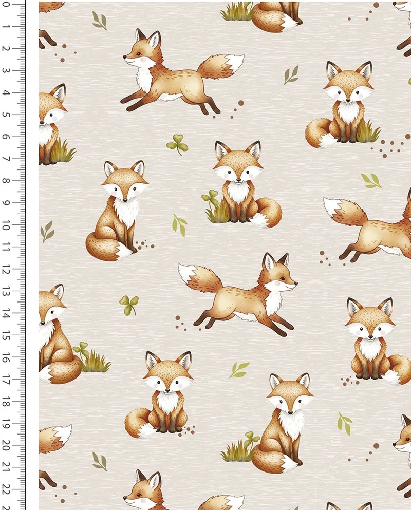 Alpensweat Digitaldruck Füchse beige *Ab 50 cm