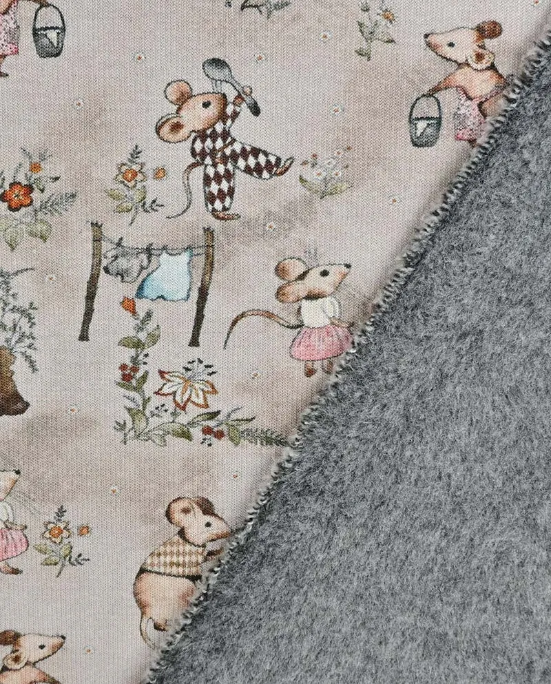 Alpensweat Digitaldruck Mäuse beige *Ab 50cm