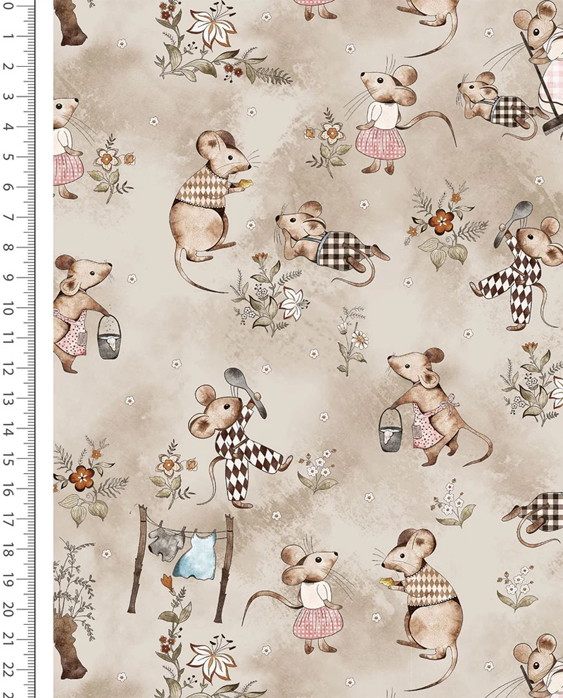 Alpensweat Digitaldruck Mäuse beige *Ab 50cm