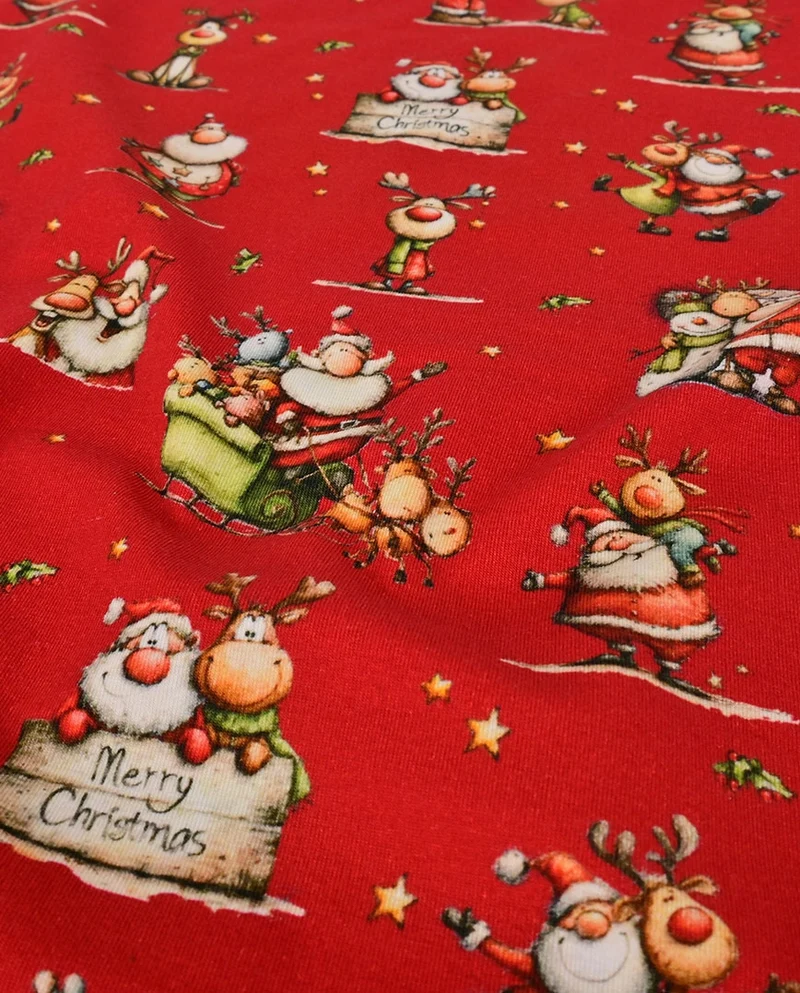 Baumwolljersey Weihnachten rot *Ab 50cm