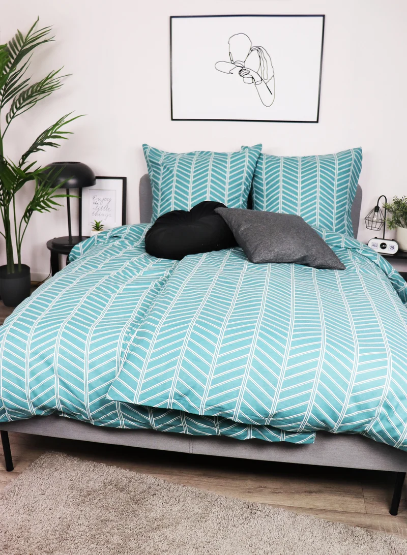 Biber-Bettwäsche - Modern Herringbone - Petrol