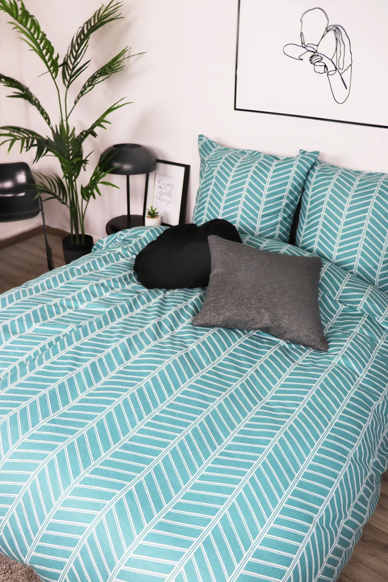 Biber-Bettwäsche - Modern Herringbone - Petrol