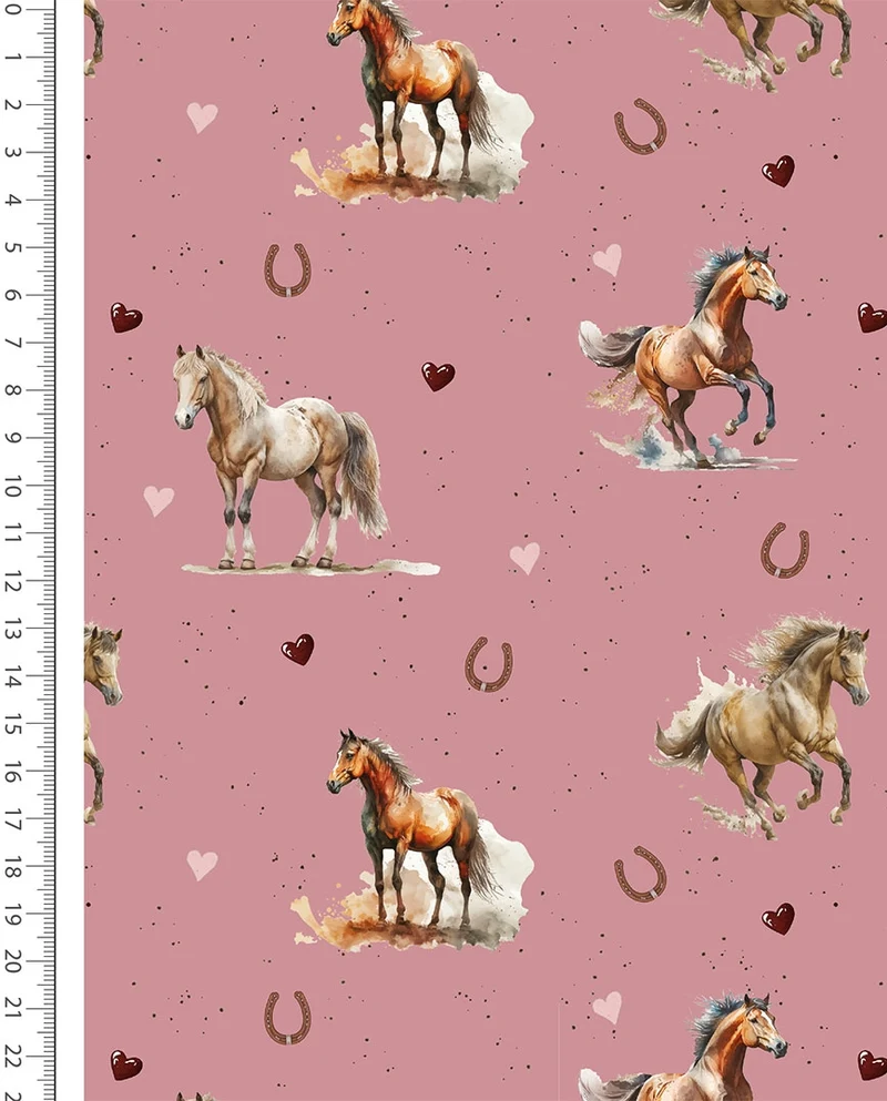 Baumwolljersey Pferde rosa *Ab 50cm