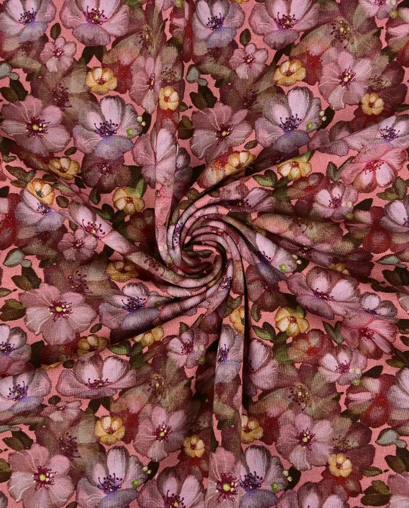 Baumwolljersey Blümchen rosa *Ab 50cm