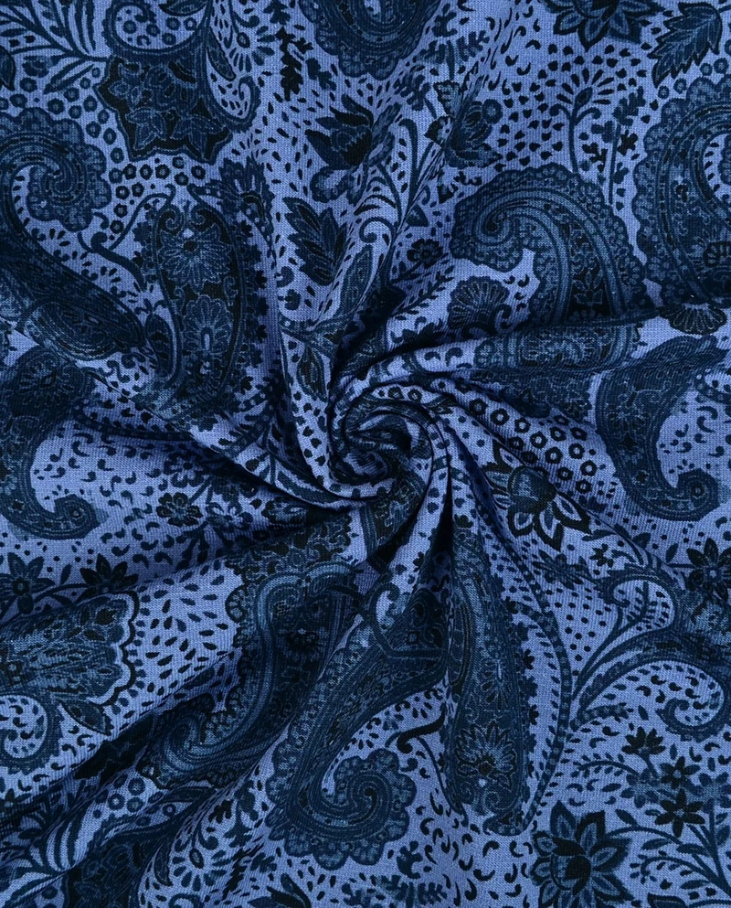Baumwolljersey Paisley dunkelblau *Ab 50cm