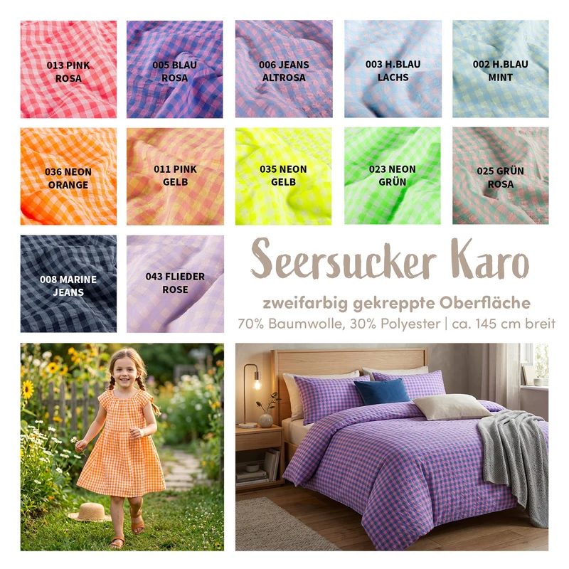 Seersucker Karo * Ab 50cm