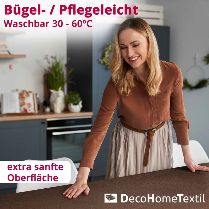Leinen Optik Tischdecke oval / rund dunkelbraun