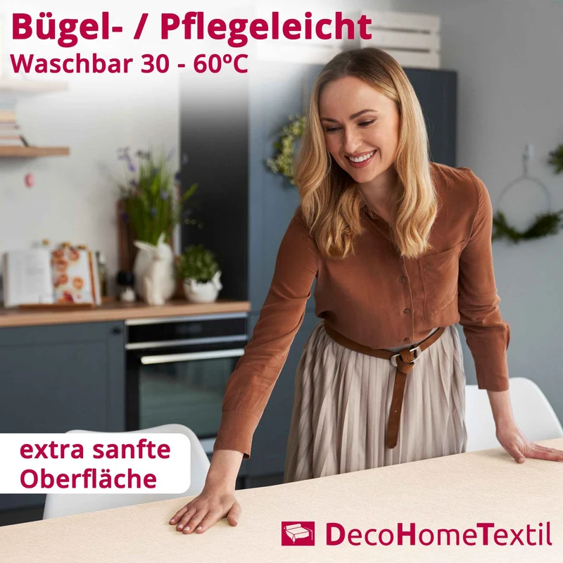 Leinen Optik Tischdecke oval / rund champagner