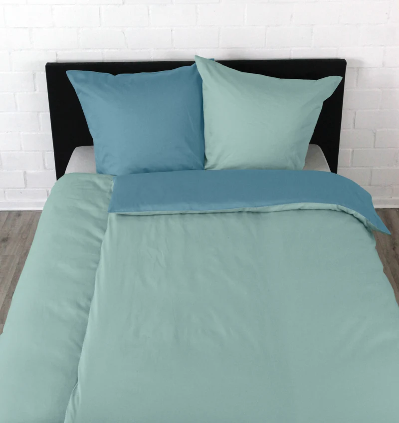 Satin Bettwäsche Uni "Mittelblau"