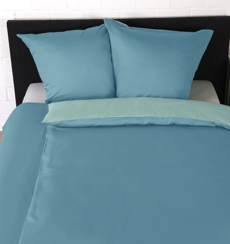 Satin Bettwäsche Uni "Mittelblau"