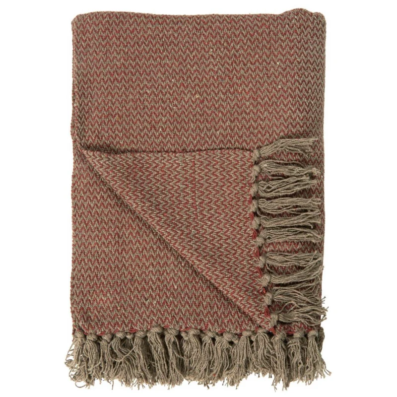 Ib Laursen Plaid Braun/Rotbraun mit Zickzackmuster