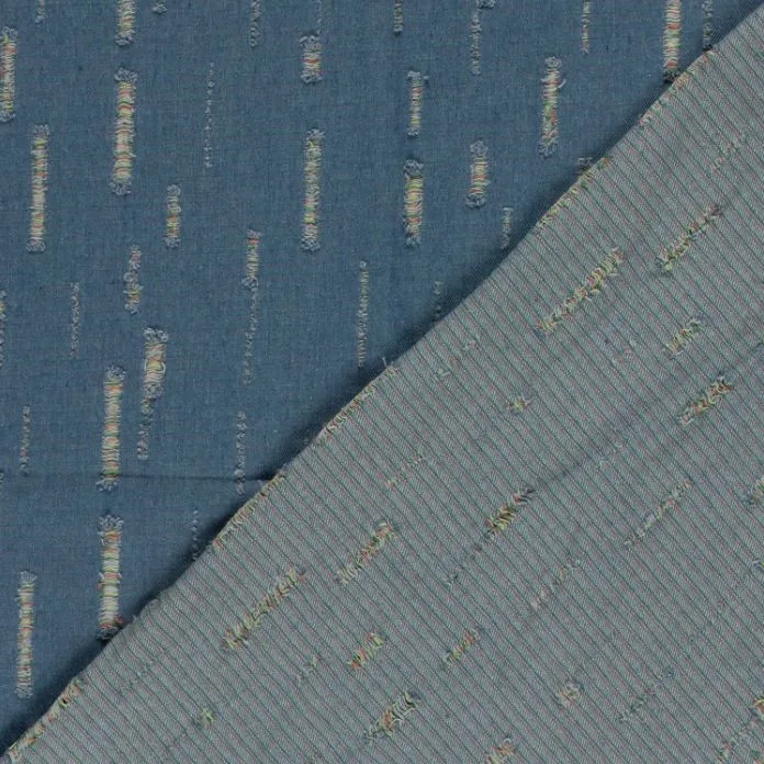 Jeansstoff bunt ausgefranst *Ab 50 cm