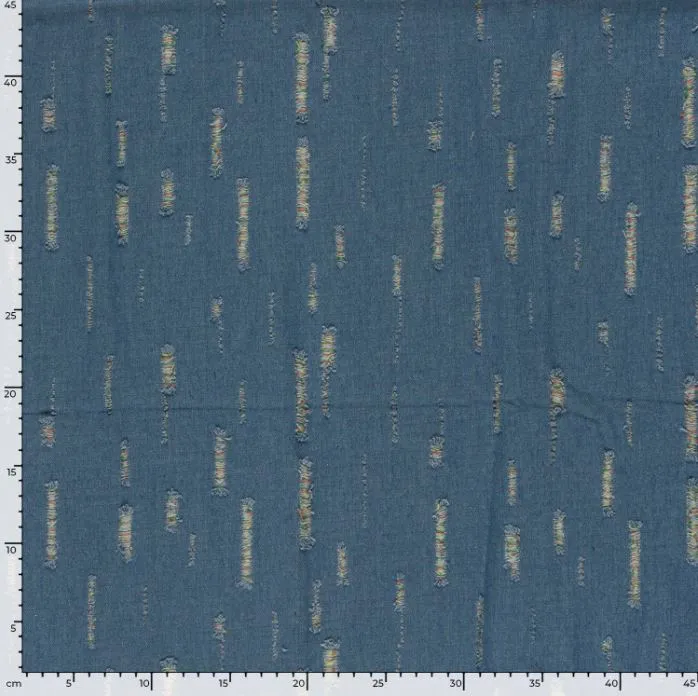 Jeansstoff bunt ausgefranst *Ab 50 cm