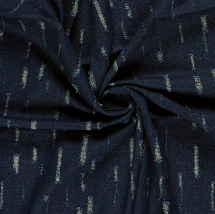 Jeansstoff bunt ausgefranst *Ab 50 cm