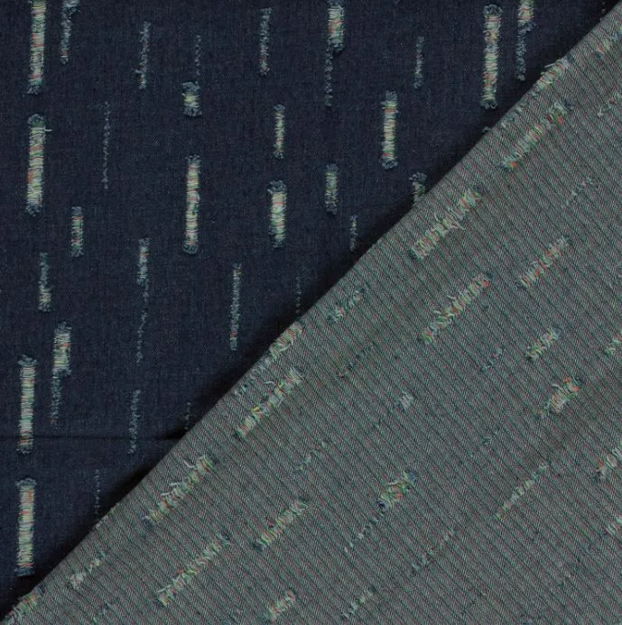 Jeansstoff bunt ausgefranst *Ab 50 cm