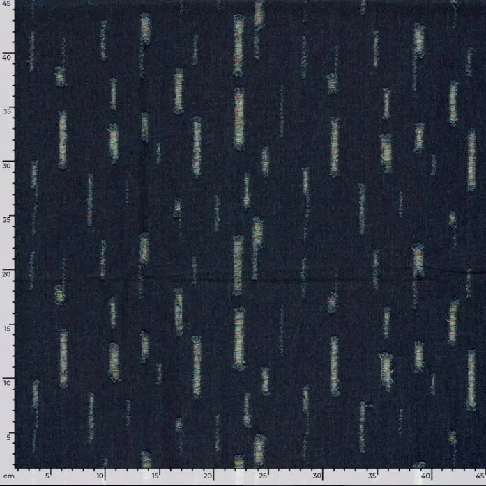 Jeansstoff bunt ausgefranst *Ab 50 cm