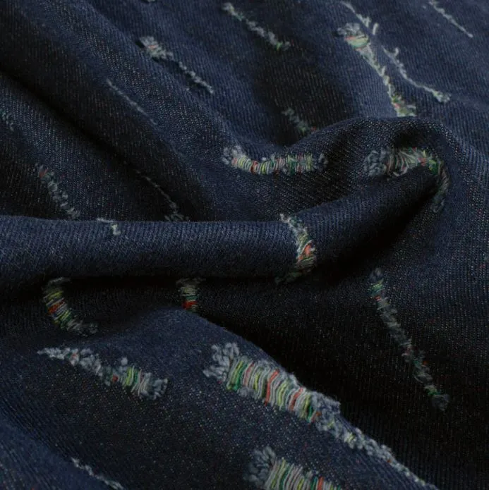 Jeansstoff bunt ausgefranst *Ab 50 cm