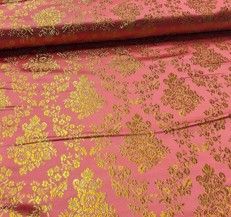 Brokatstoff Blumen mit gold *Ab 50cm