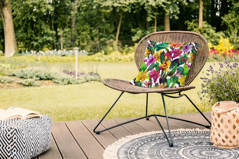 Canvas wasserabweisend Dschungelblumen weiß *Ab 50cm