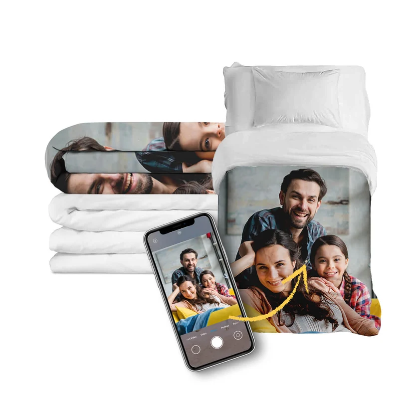 PREMIUM Gewichtsdecke personalisiertem Familien Motiv für Erwachsene