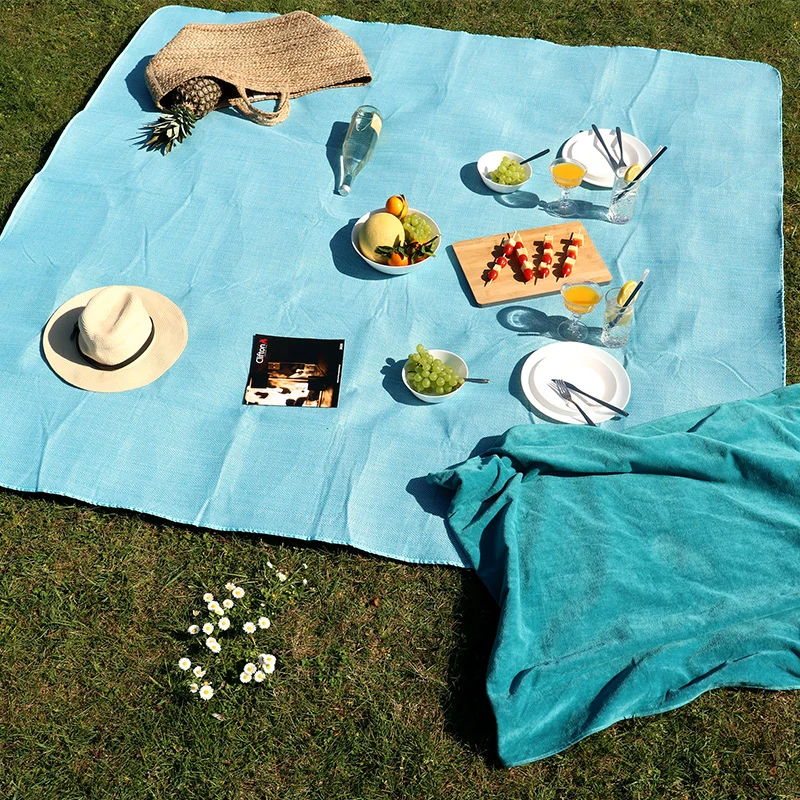 Picknickdecke / Campingdecke XXL Matte 200x200cm ""Chillout - petrol""