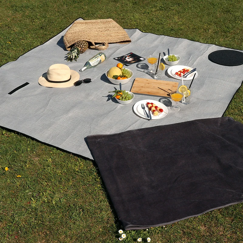 Picknickdecke / Campingdecke XXL Matte 200x200cm ""Chillout - anthrazit""