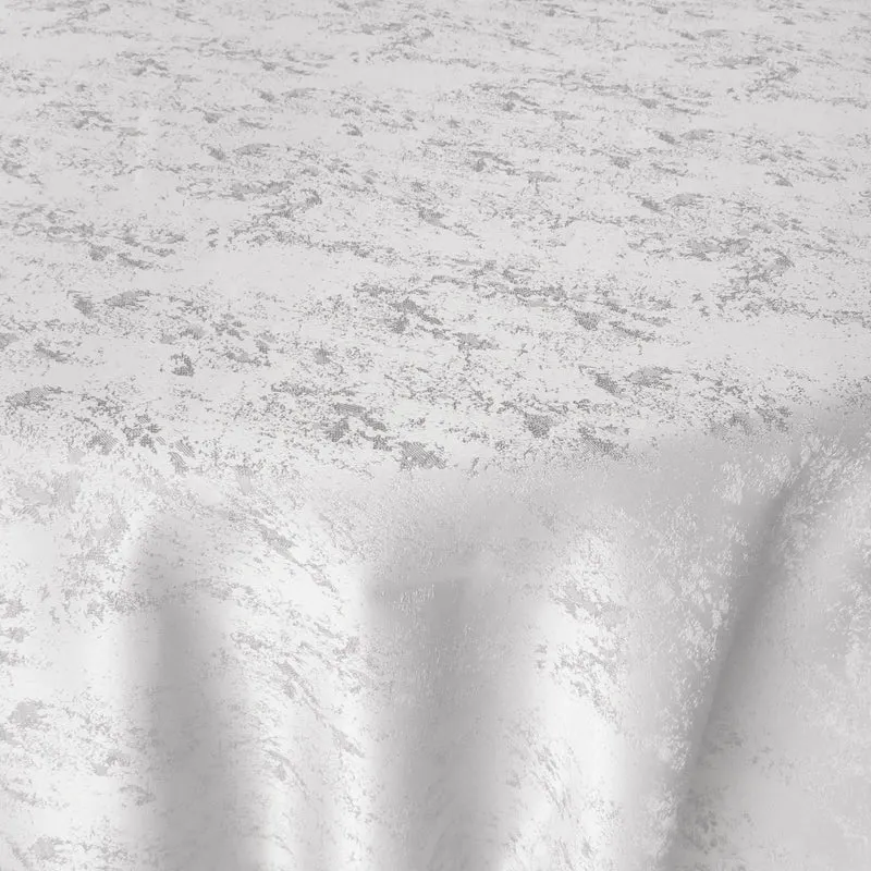 Jacquard Tischdecke Granit weiß oval