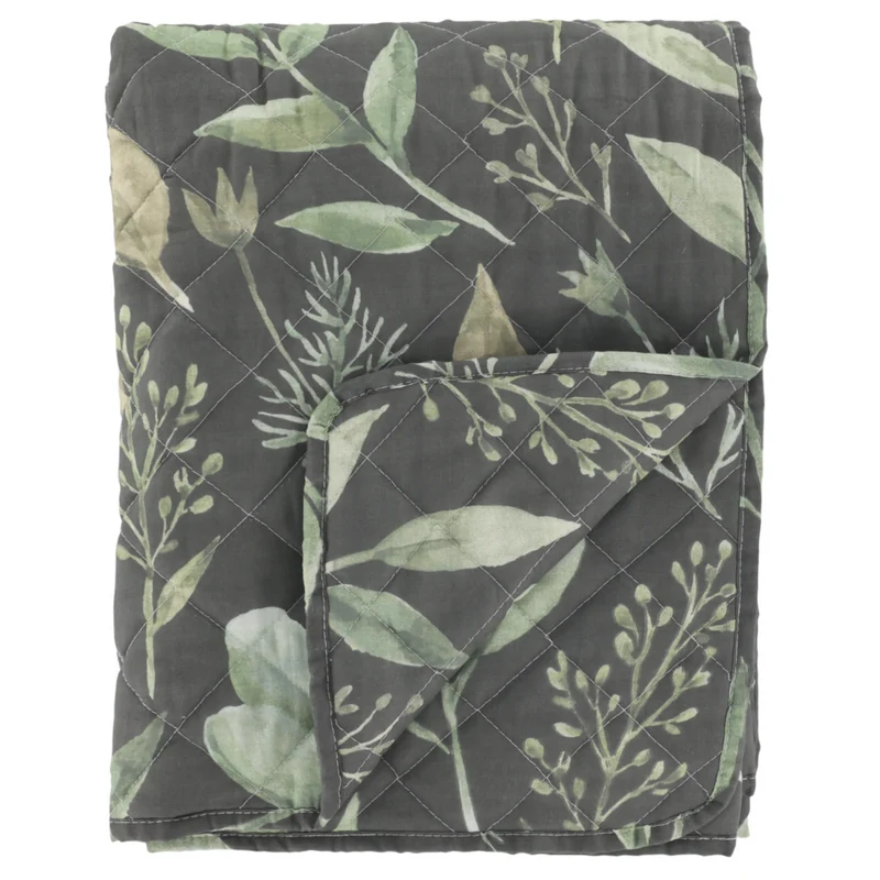 Chic Antique Aix Quilt mit Blattmuster Olive / Midnight