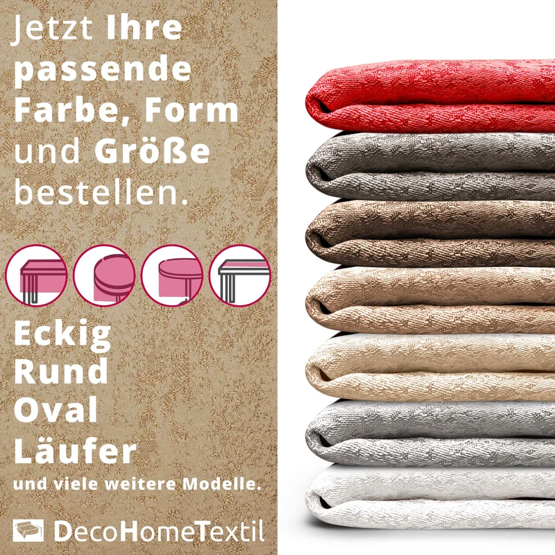 Jacquard Tischdecke Granit champagner oval