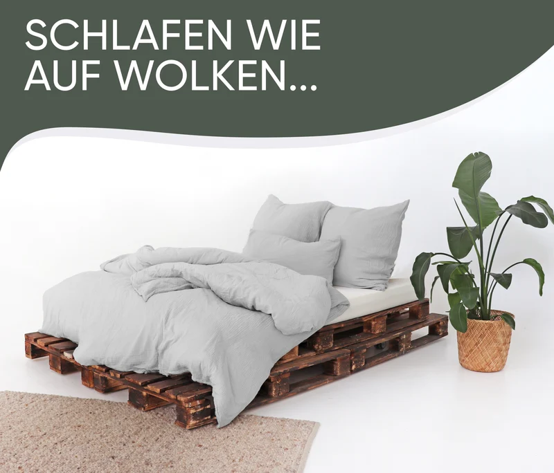 Musselin Bettwäsche aus 100% Bio Baumwolle - ÖKO-TEX Standard 100, Made in Green
