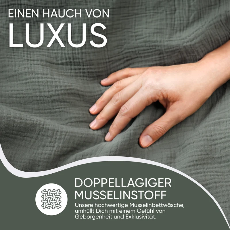 Musselin Bettwäsche aus 100% Bio Baumwolle - ÖKO-TEX Standard 100, Made in Green