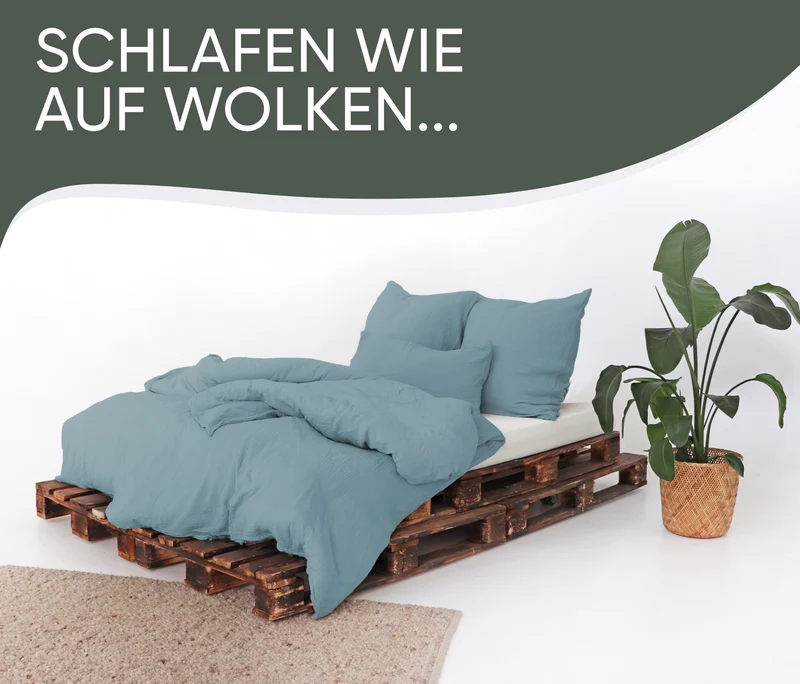 Musselin Bettwäsche aus 100% Bio Baumwolle - ÖKO-TEX Standard 100, Made in Green