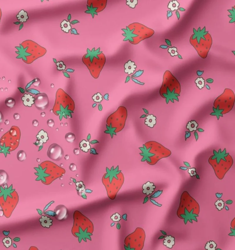Regenstoff wasserdicht bedruckt Erdbeeren *Ab 50cm