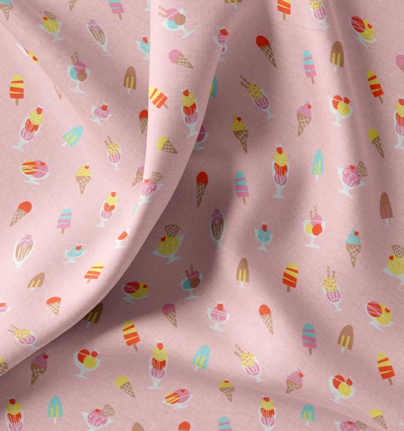 Baumwolle bedruckt Eis auf rosa *Ab 50cm