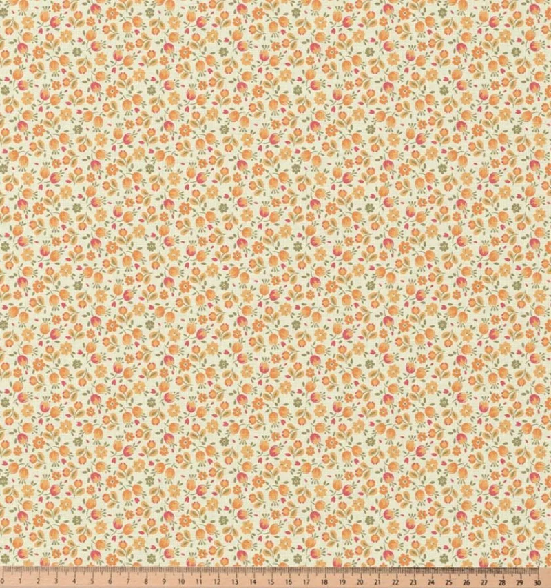 Baumwolle bedruckt kleine Blümchen orange *Ab 50cm