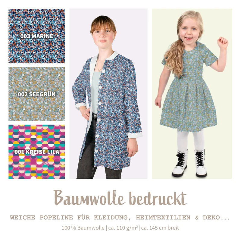 Baumwolle bedruckt Blümchen & Kreise *Ab 50cm