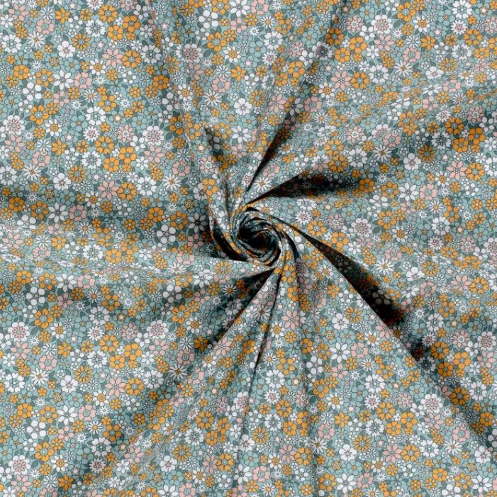 Baumwolle bedruckt Blümchen & Kreise *Ab 50cm
