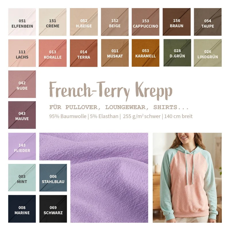 French-Terry Krepp uni *Ab 50cm