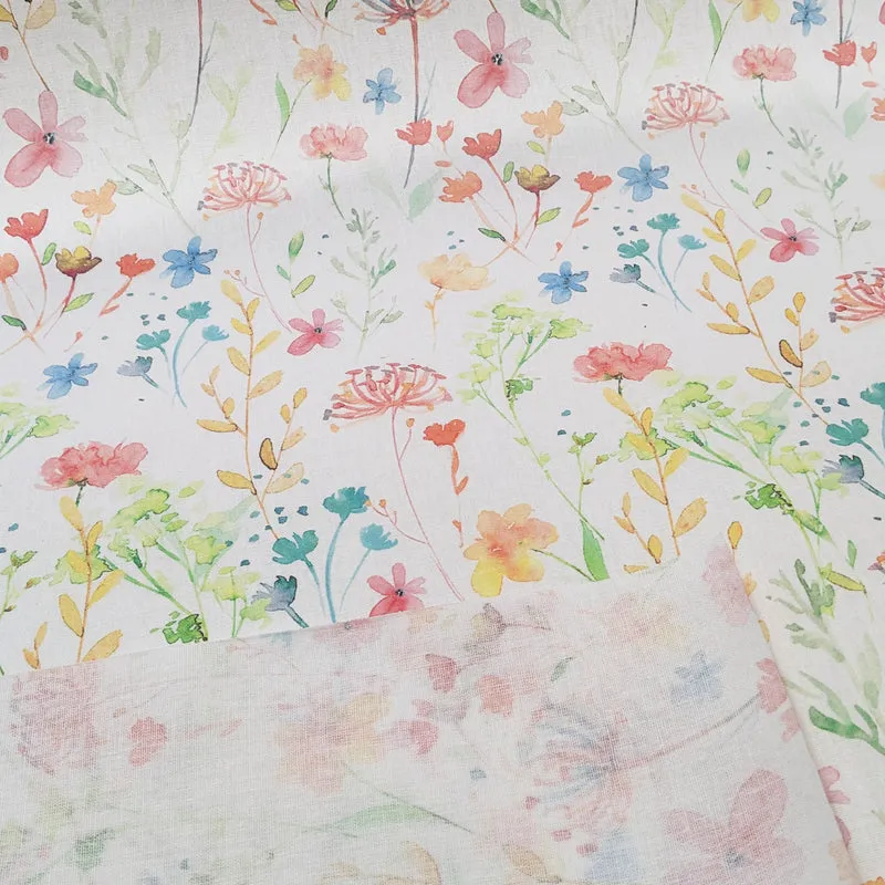 Tischdeckenstoff recycelt Blumen Aquarell *Ab 50c