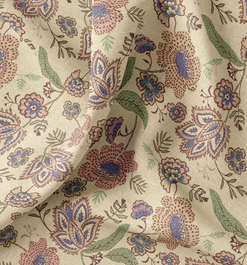 Dekostoff Halbpanama Blumen orientalisch *Ab 50cm