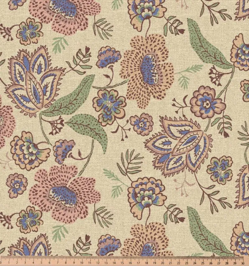 Dekostoff Halbpanama Blumen orientalisch *Ab 50cm