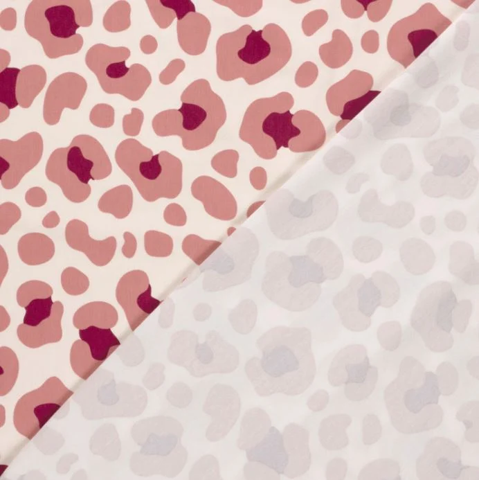 Baumwolljersey Leo rosa auf creme *Ab 50cm
