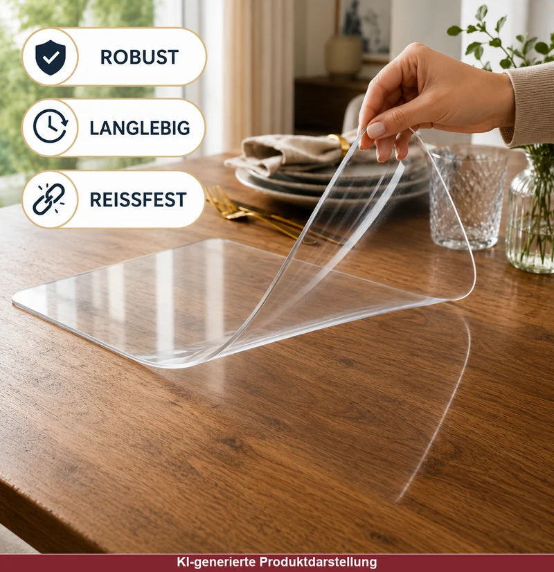 Transparente Tischsets 6er-Set eckig 28 x 45 cm abgerundet