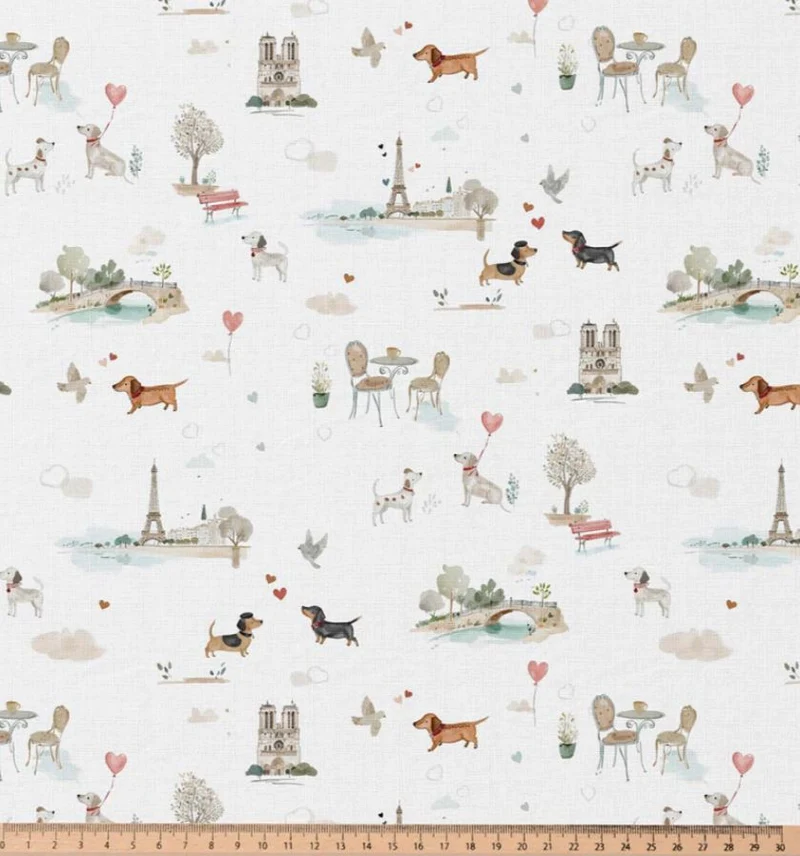Baumwolle Digitaldruck Hunde Paris *Ab 50cm